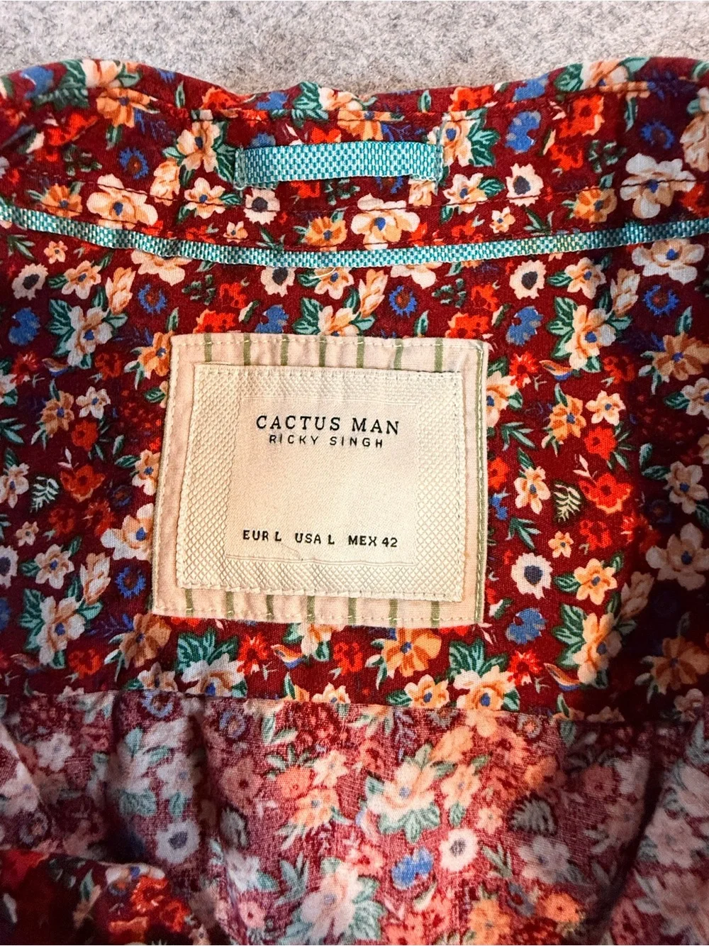 Cactus Man Ricky Singh Floral Button Down Shirt Men’s Large 100% Cotton